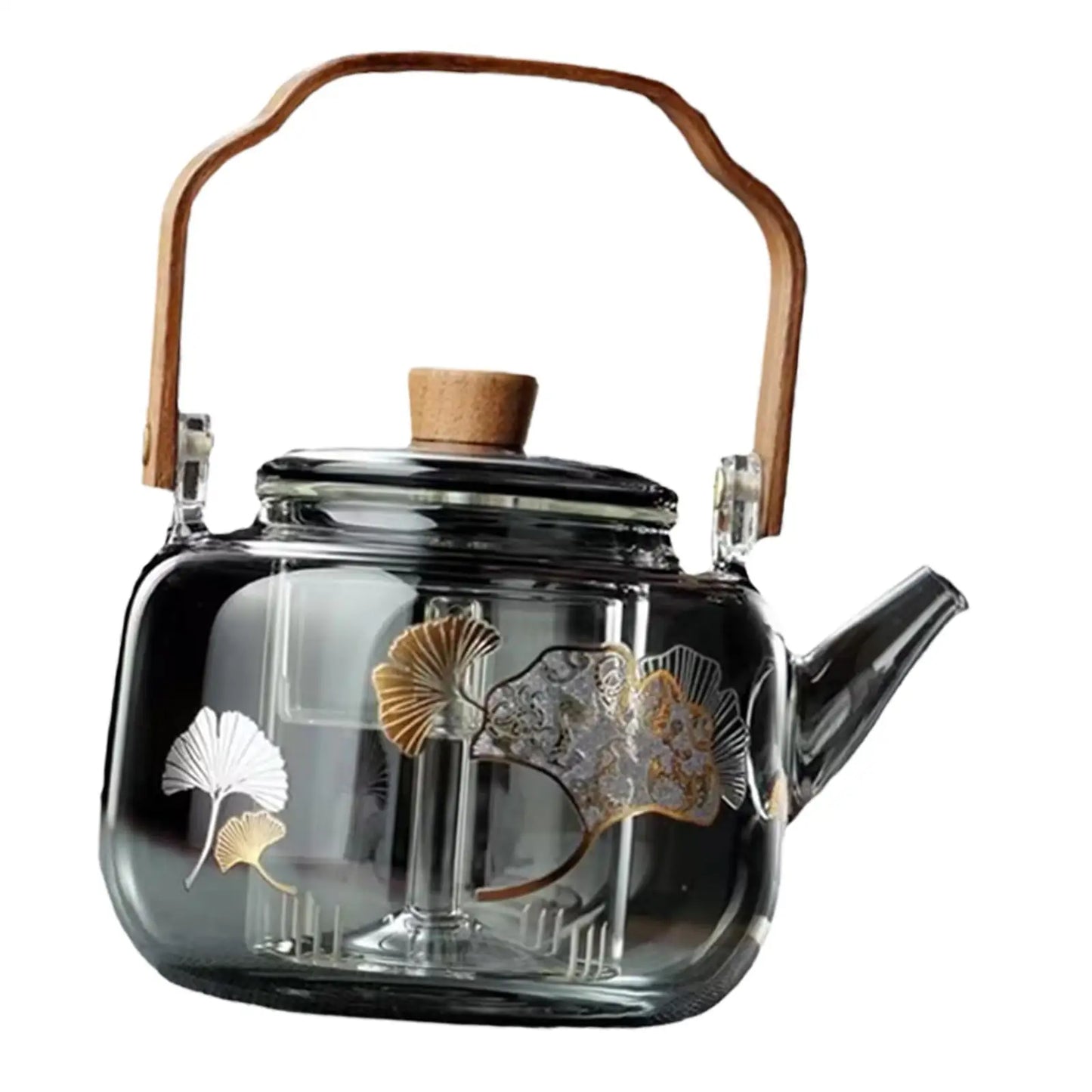 Glass Teapot Safe Clear 1000ml Kung Fu Tea Hand Blowing Tea Kettle with Tea Strainer for Home Camping Valentines Day Gifts BBQ