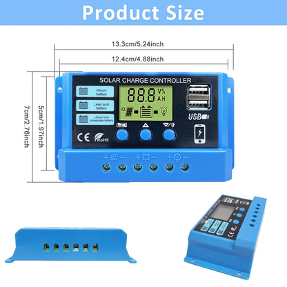 24h shipping 10A 20A 30A Solar Charge Controller 12V 24V Solar Panel PV Controller 50VDC For Lifepo4 Lithium Lead Acid Battery