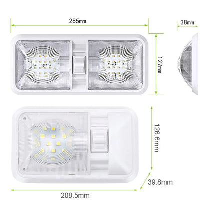 LED RV Lights 12V/24V Light Interior Double Dome Light for Truck Boat Light Adjustable Camper Trailer Caravan Accessories 48LED