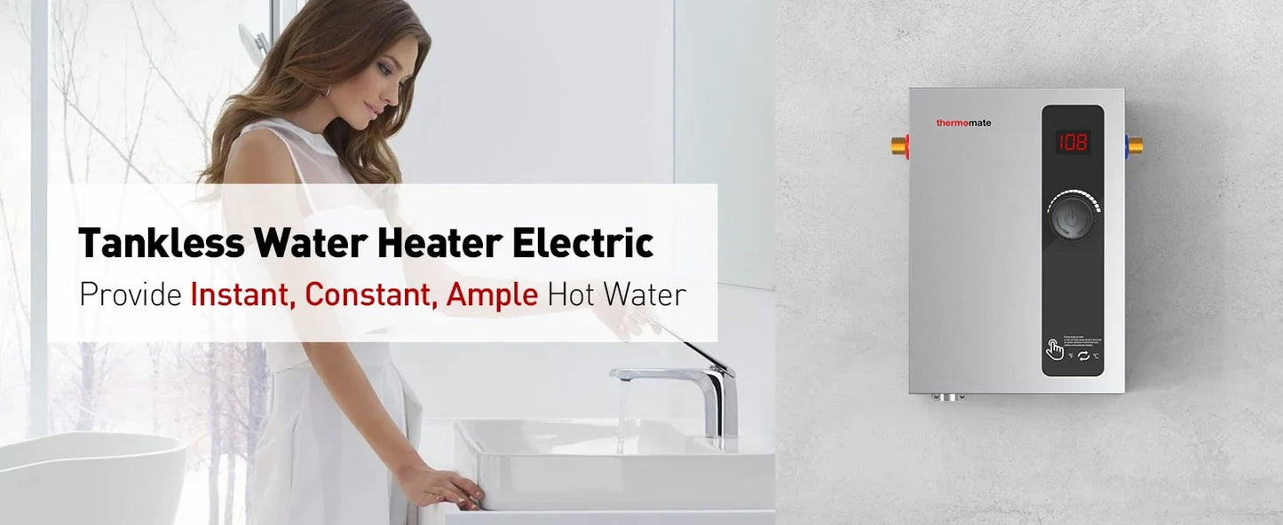 Tankless Water Heater Electric, 11kW at 240 Volt, On Demand Instant Hot Water Heater for Point of Use, Self-Modulatin