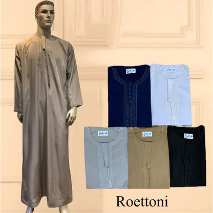 Long Sleeve Aman Abaya 1Piece Jubba Thobe For Men Kaftan Pakistan Muslim Saudi Arabia Djellaba Islam Clothing Prayer Robe Afghan