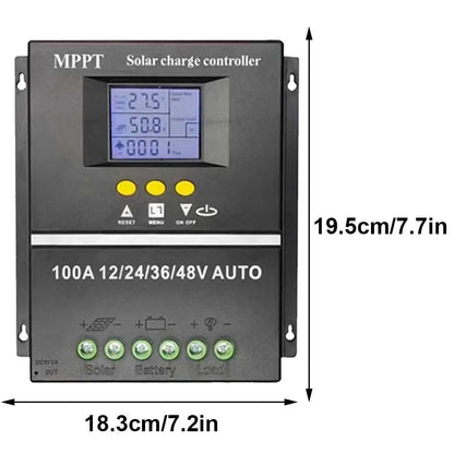 100A MPPT Solar Charge Controller LCD Display Solar PV Battery Charger Dual USB 12V 24V 36V 48V Auto Solar Charge Controller