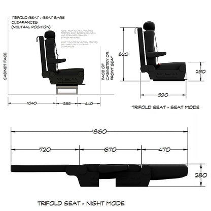 caravan folding campervan double people seat with the three layers rv rock and roll bed car seats rv camper van interior