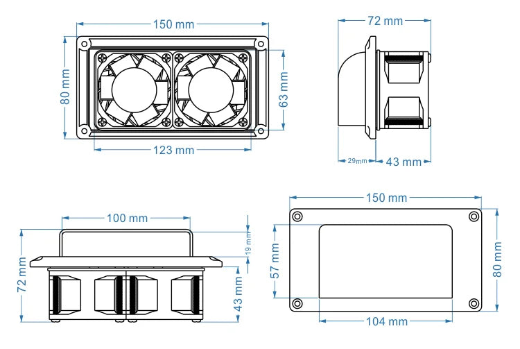 TYTXRV Caravan Motorhome Trailer Side Air Vent Ventilation Exhaust Fan RV White DC12V 13.2W for Camper Trailer Boat Marine Yacht