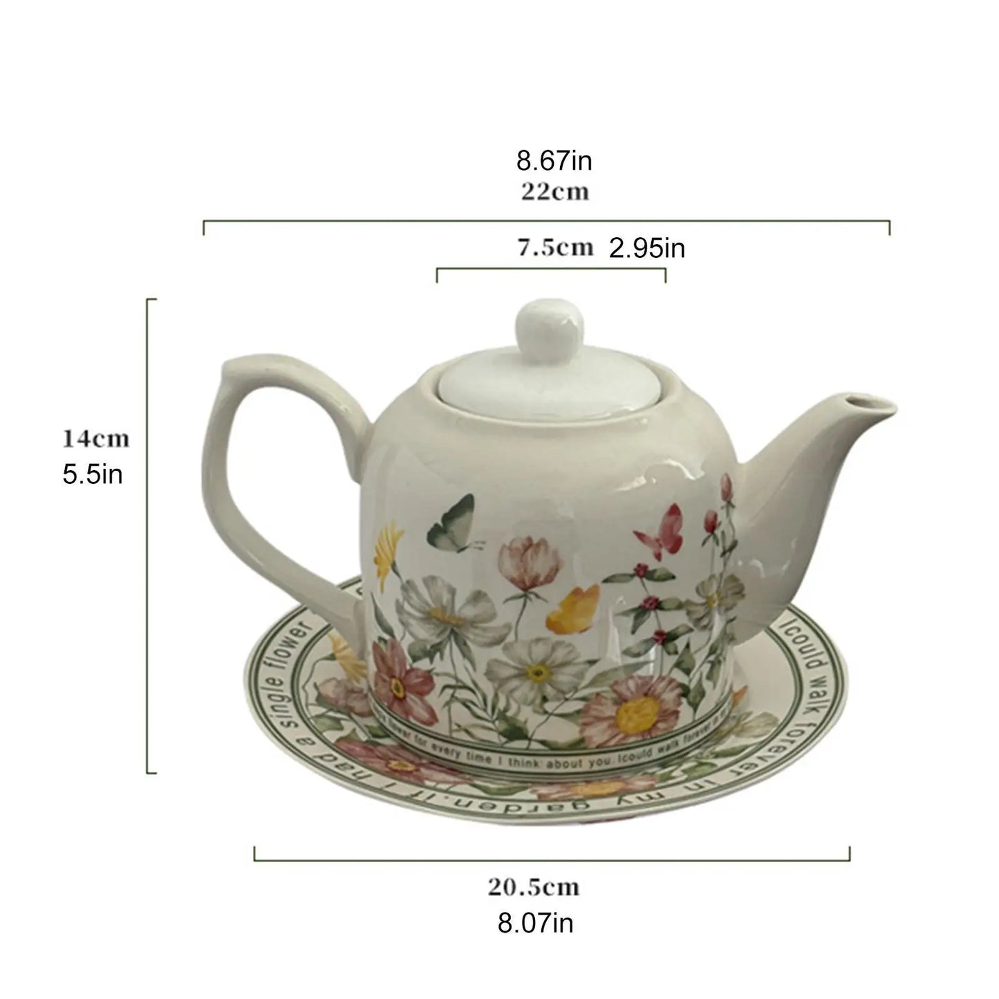 1L Porcelain Teapot with Comfortable Grip Reusable Juice Jar Coffee Pot Tea Kettle for Hot Cold Water Tea Room Hotel Household