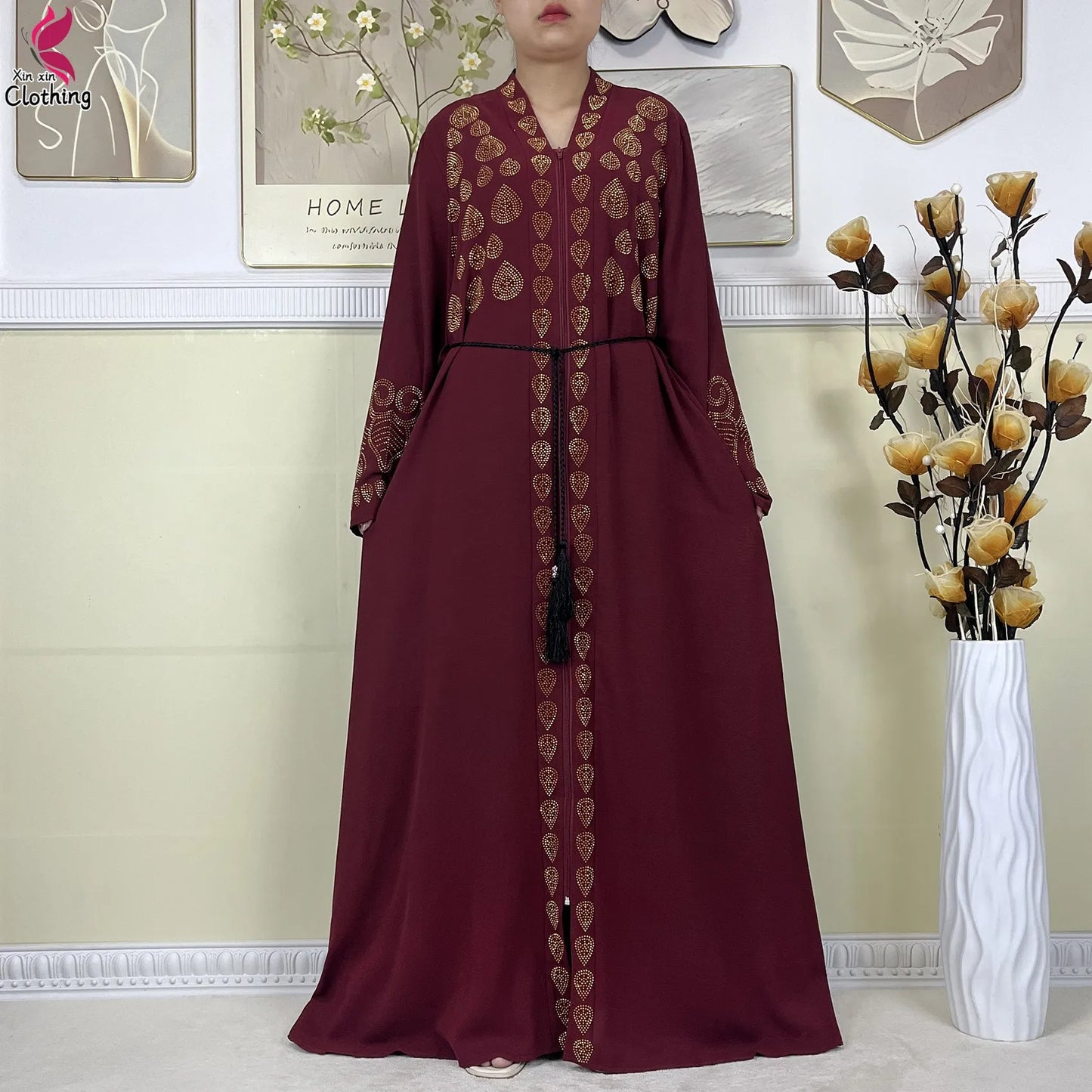 New Muslim Abayas For Women Long Sleeved Dress Dubai Lady Elegant Long Dress Islam Clothing African Abaya Loose Robe With Turban