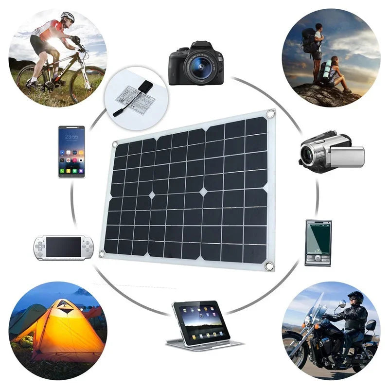 600W Solar Panel 6000W Inverter 12V To 110V/220V Solar Power Generation System Home Outdoor Car Mobile Phone Solar Charging