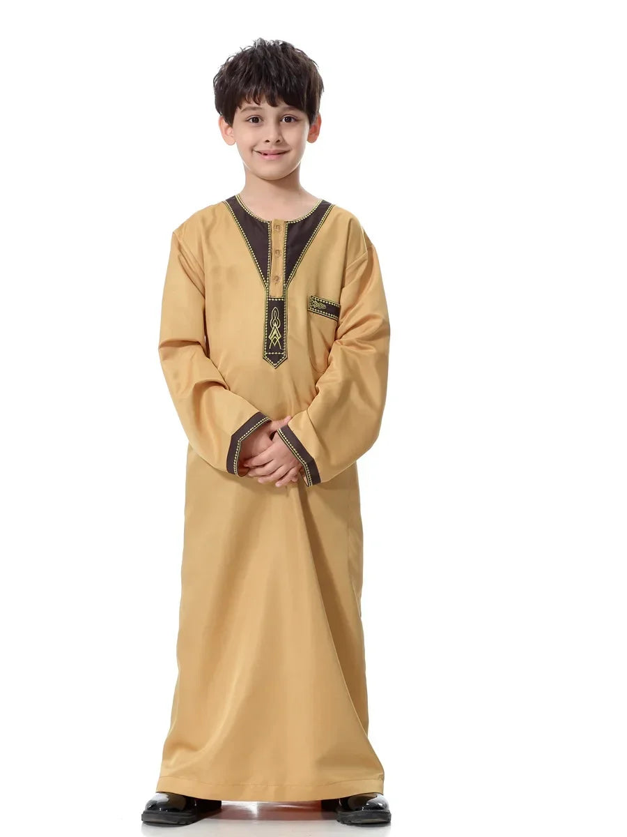 Eid Muslim Kids Abaya Jubba Thobe Dress Kimono Boy Thobe Thawb Caftan for Children Ramadan Long Robes Dress Dubai Arab 2025