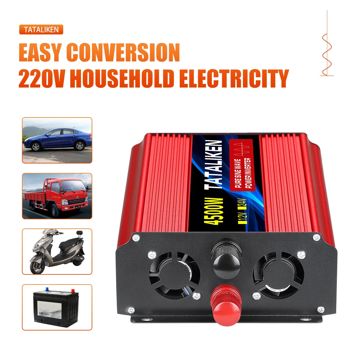 pure sine wave inverter 12V to 220V 1600W 2500W 3500W 4500W DC to AC voltage converter 12 220 mini-car power supply