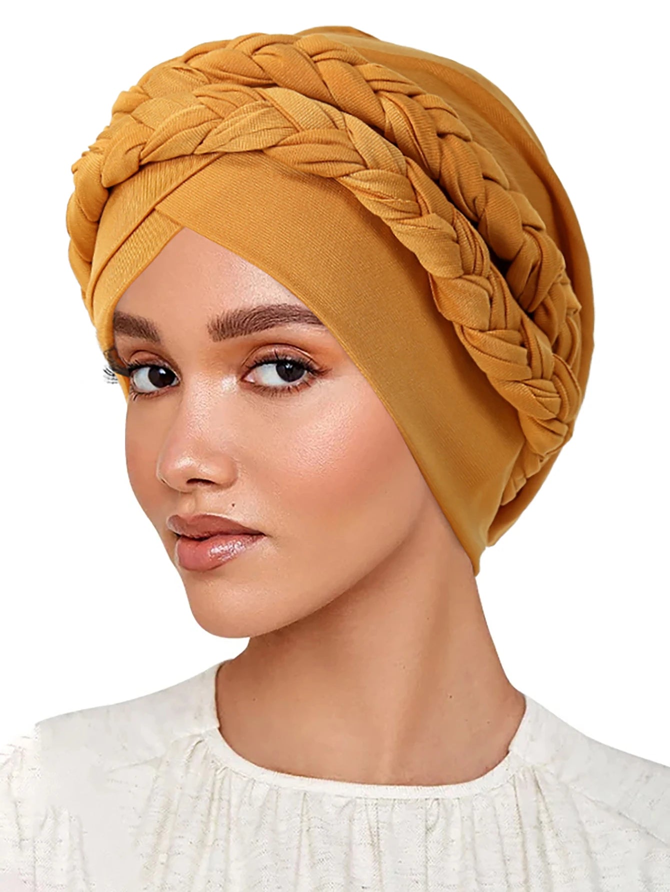 Trendy Braid Muslim Turban Cap Solid Color Women Hijabs Islamic Chemo Cap Head Scarf Ladies Head Wrap Cover Hijab Scarf