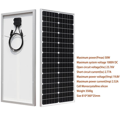 XINPUGUANG Rigid Glass Solar Panel Monocrystalline 10W 25W 50W 100W 200w Power Generation PV Panel charge  paneles solares