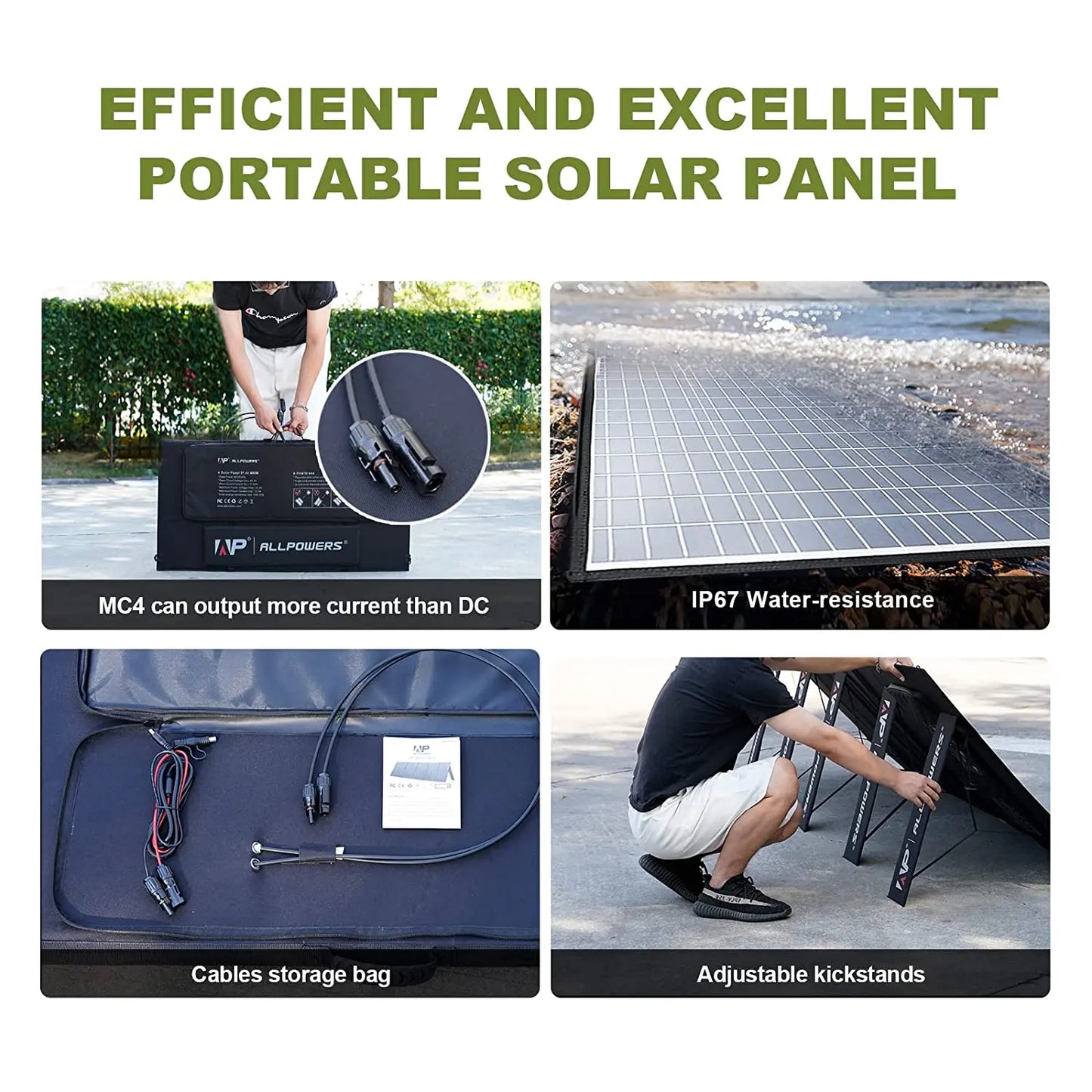 ALLPOWERS 400W / 200W / 140W / 100W / 60W Solar Charger，Portable Waterproof Foldable Solar Panel for Camping RV Garden Roof