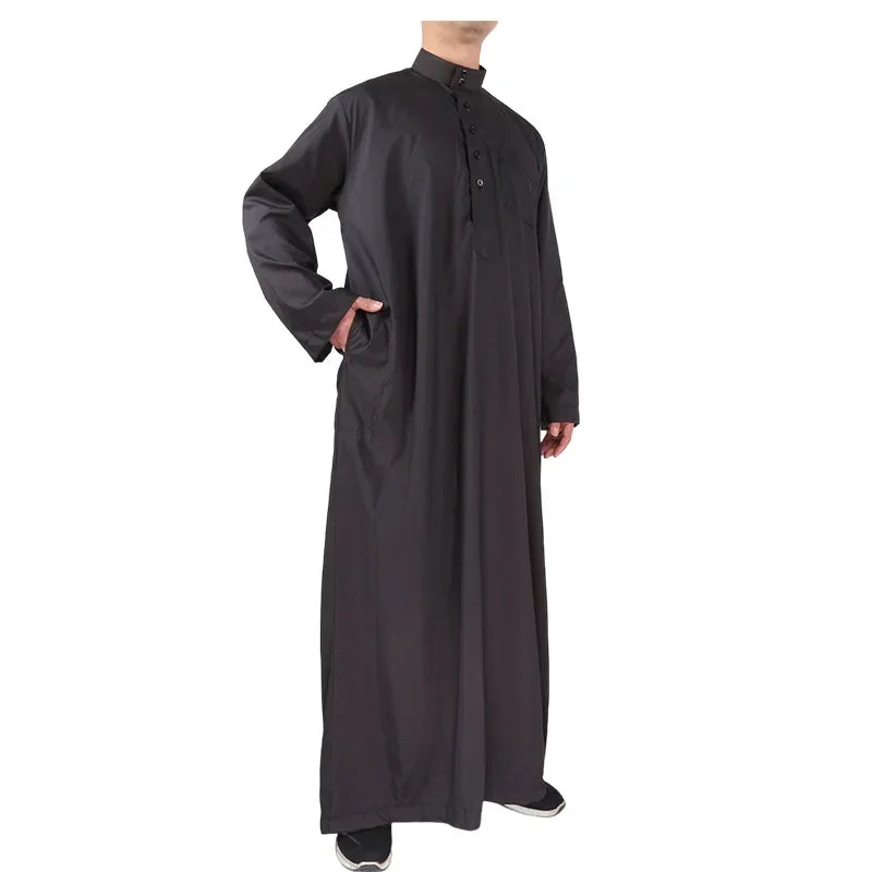 2025 Islamic Clothing Men Jubba Thobe Muslim Long Sleeve Loose Man Saudi Arabia Pakistan Kurta  Muslim Costumes Tunic Men Abaya