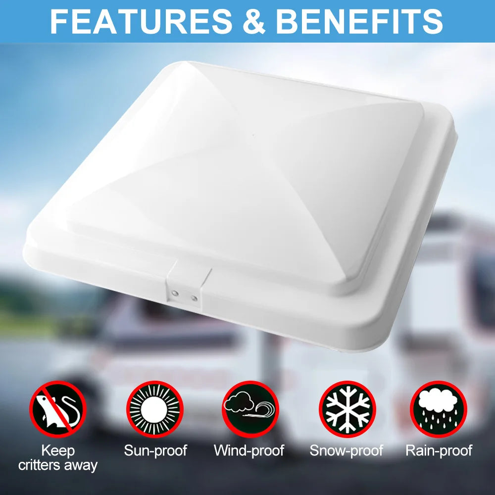 Universal RV Roof Vent Lid Replacement Impact-Resistant Import and Export 14 Inch Vent Cover for Trailer Motorhome Accesssories