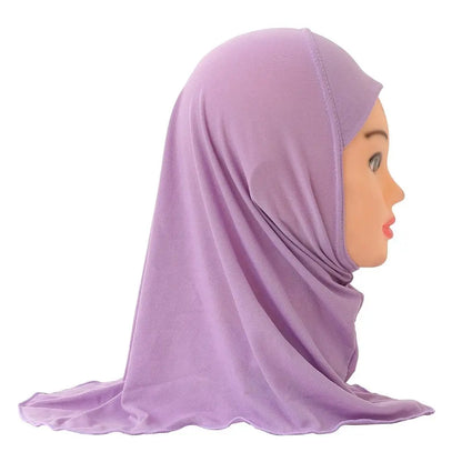 50cm Children Hijabs Muslim Girls Kids Hijab Islamic Scarf Shawls Soft and Stretch Material for 2 to 7 Years Old Girls Turban