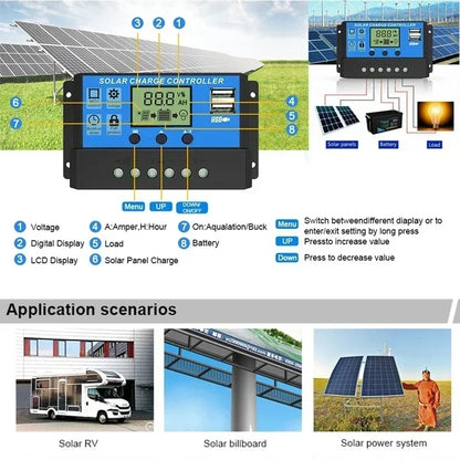 300W Solar Panel Kit Complete 12V Polycrystalline USB Power Portable Outdoor Rechargeable Solar Cell Solar Generator for Home