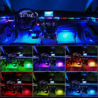 10/14/18 in 1 Led Car Ambient Lights 213 64 Color RGB Symphony Streamer Bluetooth Rainbow Acrylic Strips Atmosphere Lamp Kit 12V