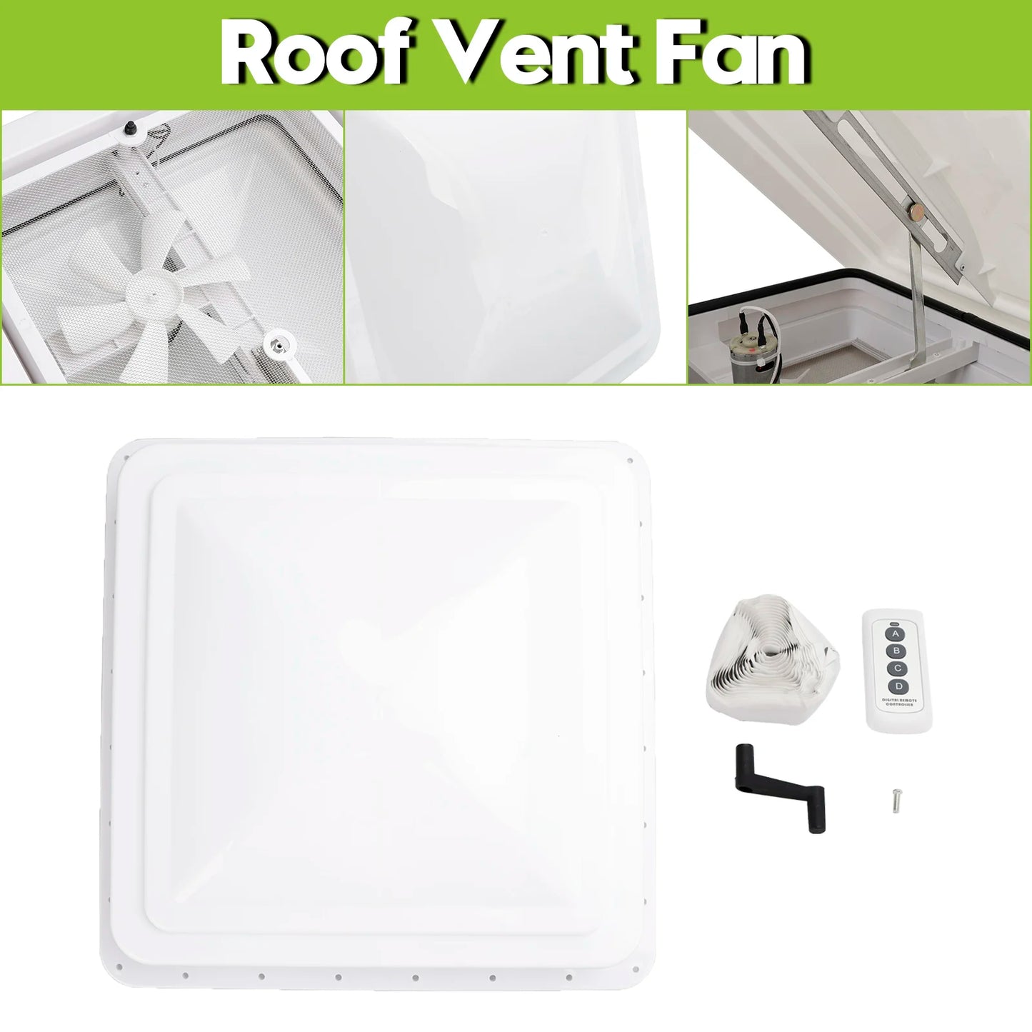 Artudatech 14" Caravan Skylight Roof Vent Remote Control Camper Motorhome RV Exhaust Fan