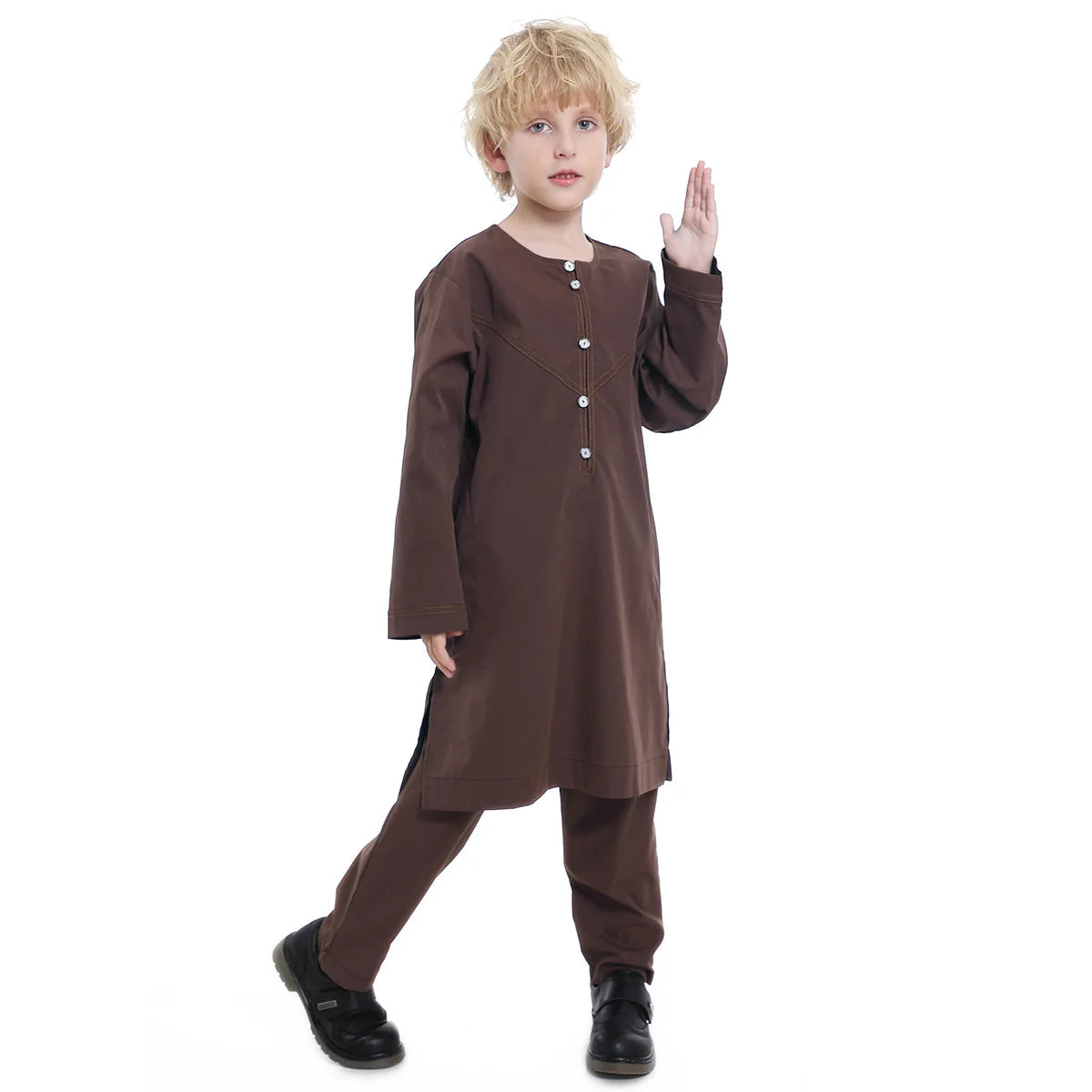 Morocco Muslim Arab Boy Thobe Children Abaya Ramadan Jubba Thobe Dress Pant Set 2 Piece Caftan Robe Kaftan Musulman Ensembles