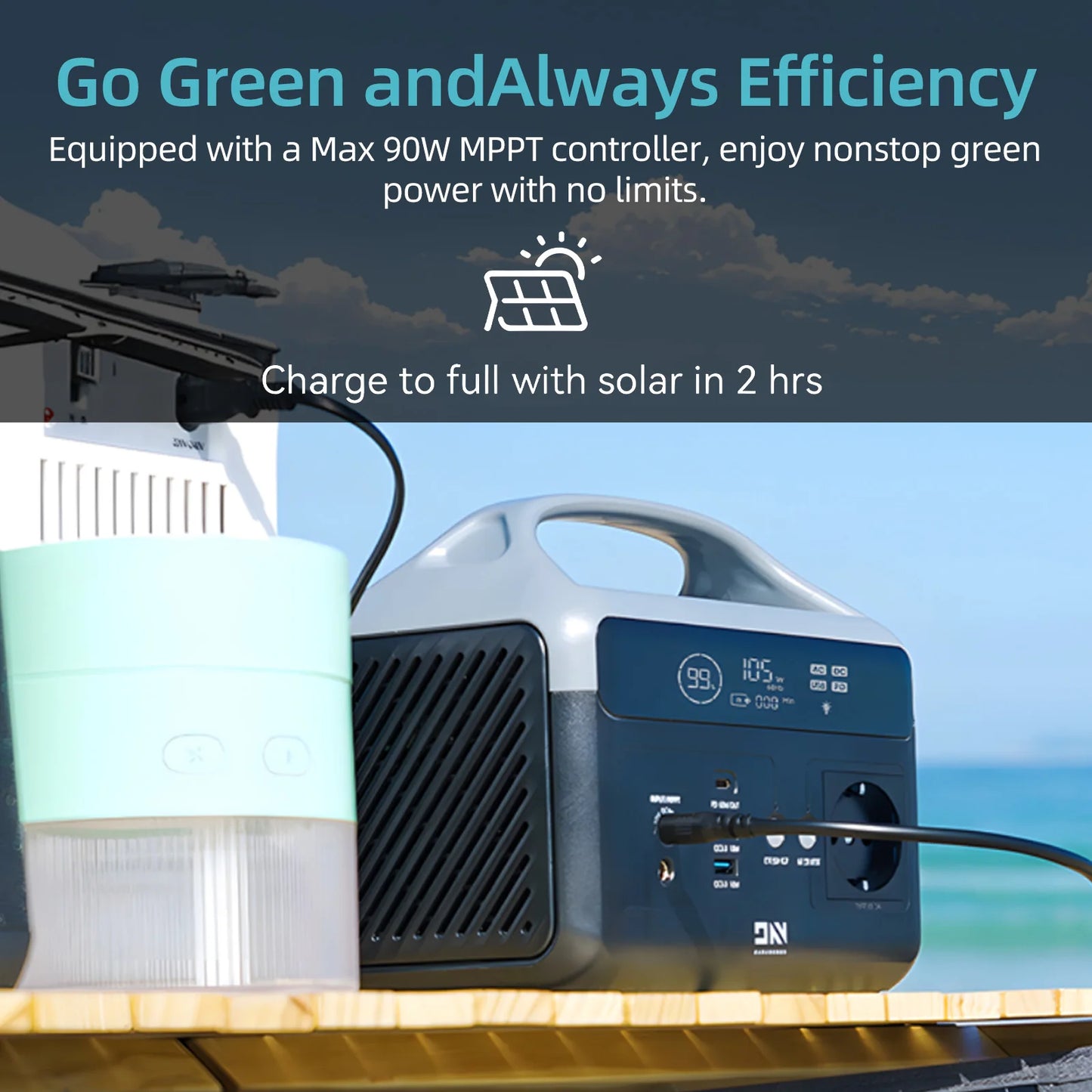 DaranEner NEOZ Portable Power Station 300W 179.2Wh LiFePO4 Battery Pure Sine Wave AC Outlet DC5521 Ports Solar Generator