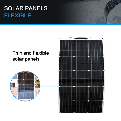 WUZECK Flexible Solar Panel 500W 400W 300w 200W 100W Mono Solar pate 18V Photovoltaic Module off grid Power for RVs Boat Caravan