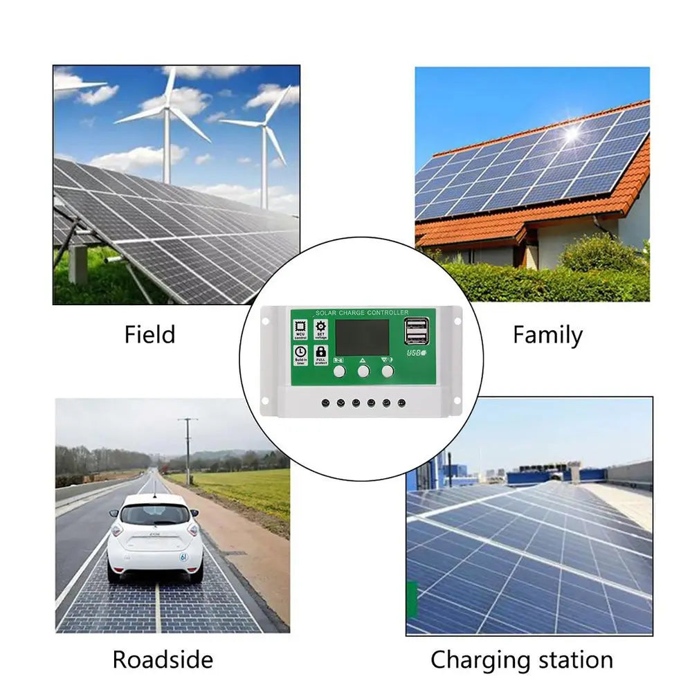 Solar Charge Controller 12V/24V Lithium Lead-acid Battery Solar Controller PMW Charging Management Solar Charger Regulator 10A