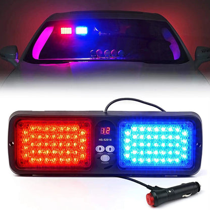 Red Blue LED Car Visor Strobe Flashing Light Interior Windshield Sunshield Emergency Warning Lights for Police Firefighter 12V