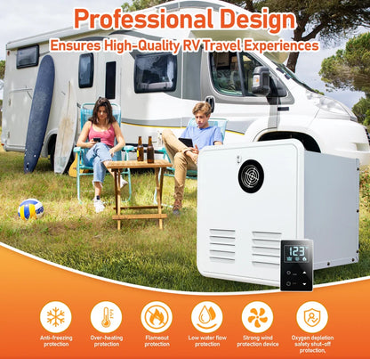 55,000 BTU RV Tankless Water Heater, High Altitude Available with White Door and Multi-function Controller On Demand Instant Hot