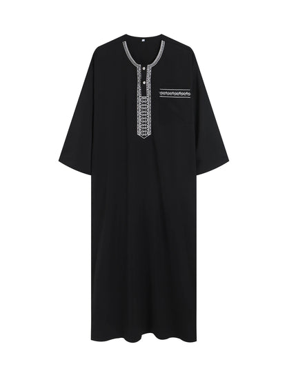 2024 Embroidered Traditional Men boubou jalabiyas jubbah Muslim men's thobe Morocco thobes islamic clothing Ramadan robe abaya