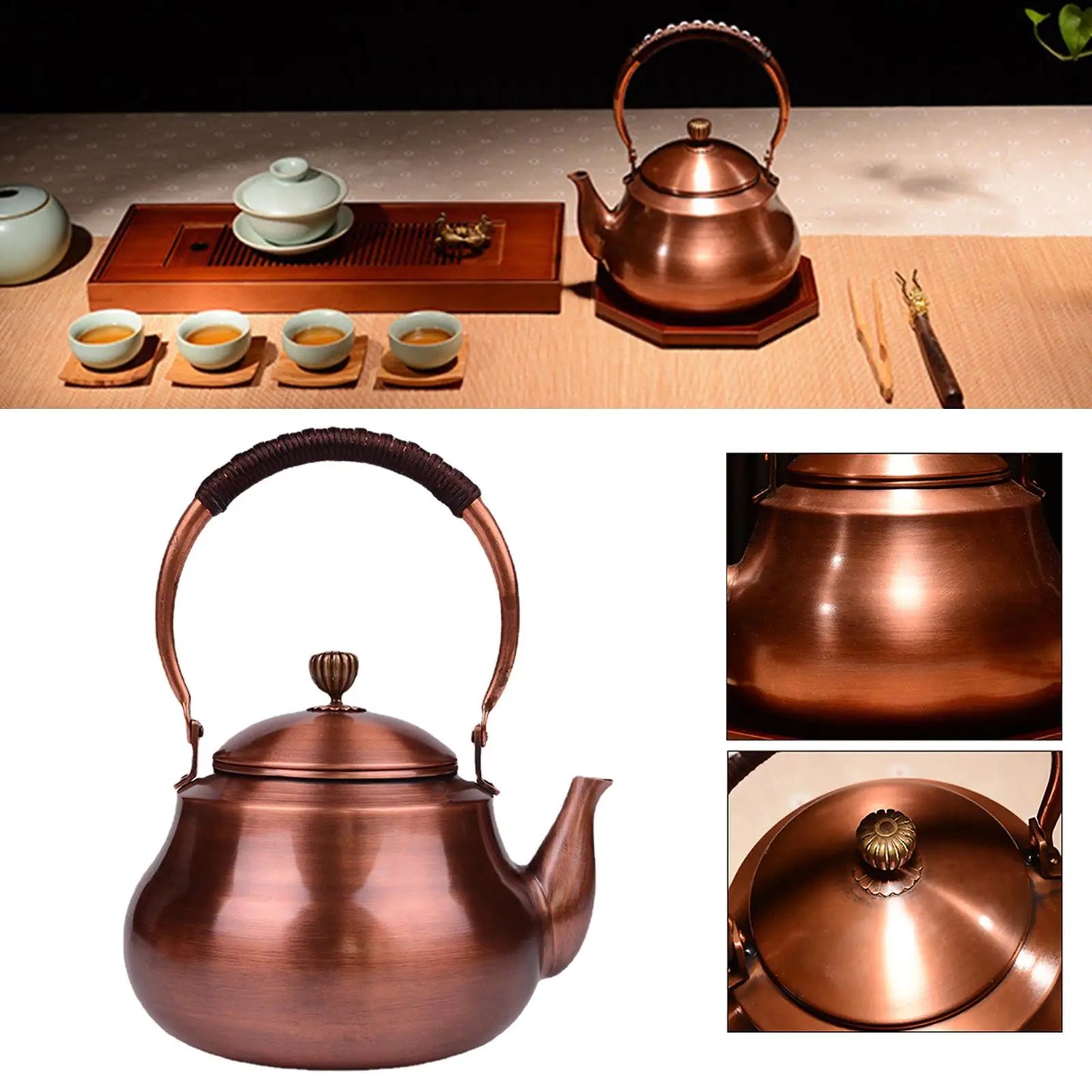 Copper Top Water Kettle Coffee Pot Anti Scalding Handle for Stovetop Electric/Induction/Gas