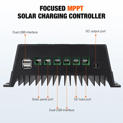 100A MPPT Solar Charge Controller LCD Display Solar PV Battery Charger Dual USB 12V 24V 36V 48V Auto Solar Charge Controller