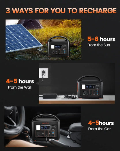 Portable Power Station 504Wh Solar Generator 300W(500W Peak) Pure Sine Wave AC Outlet Car Charger DC cable Portable Generator