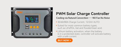 PowMr 60A MPPT Solar Charge Controller Parallel Connected Solar Power Array Controller 12V 24V 36V 48V Auto