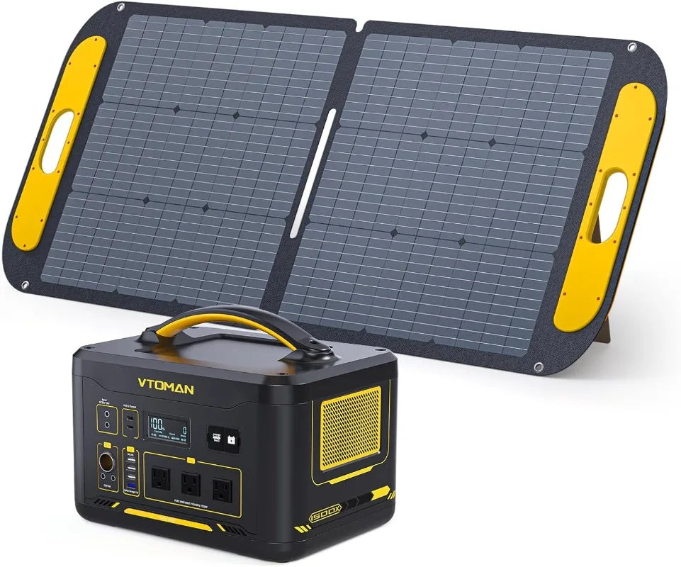 1500W Solar Generator with 110W Panels Included 828Wh Portable Power Station & 110W Portable Solar Panel LiFePO4 Battery Pack