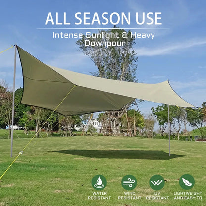 5.1x5.1m Large Camping Tarp Waterproof Octagon Butterfly Outdoor Sun Shelter Awning Tent Shade Sunshade Beach Tourist Canopy