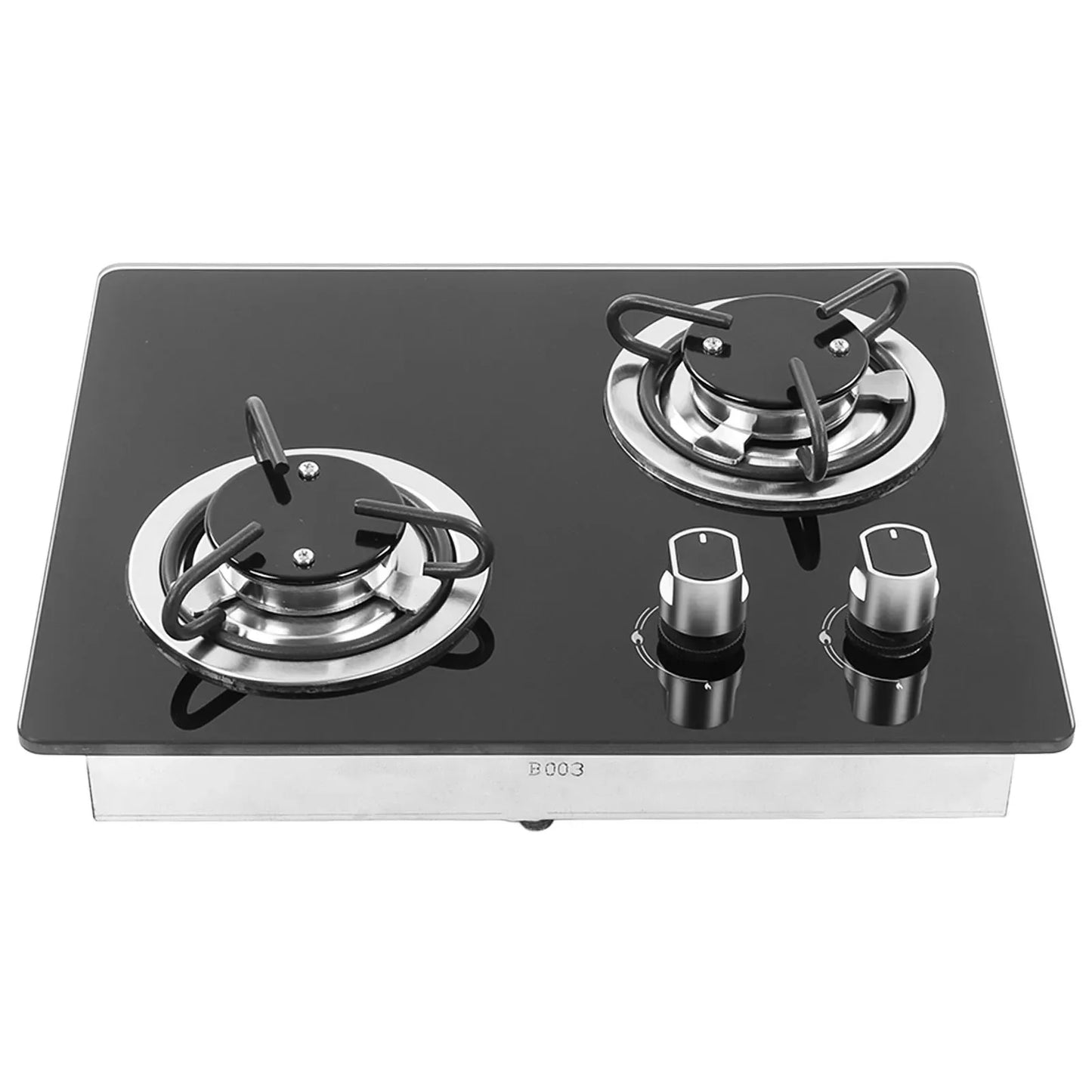 RV Gas Stove 2 Burners 1.8Kw Power Tempered Glass Panel Easy to Clean Gas Cook Top for RV Boat Caravan Camper