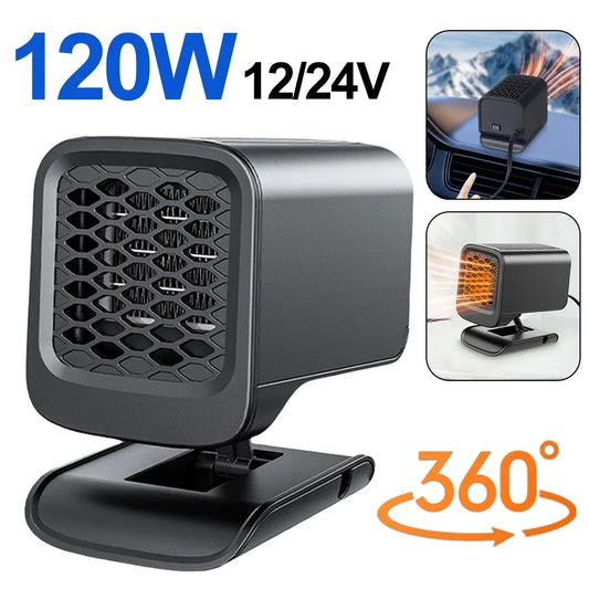 Car Heater 12/24V Portable Car Heating Fan 2 in 1 Cooling Heating Auto Windshield Window Defroster Car Anti-Fog Heater Demister