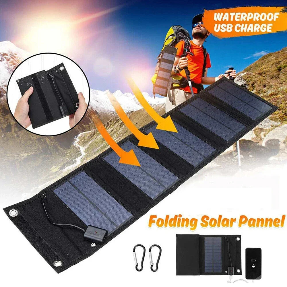 600W Fast Charging Foldable Solar  Panel USB 5V Mobile Black Solar Panel Outdoor Camping And Hiking Travel Power Bank