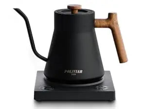 Electric Gooseneck Kettle, 1200W Electric Tea Kettle Real Wood Handle, 34oz Pour Over Electric Kettle for Coffee & Tea, 18/8 Sta