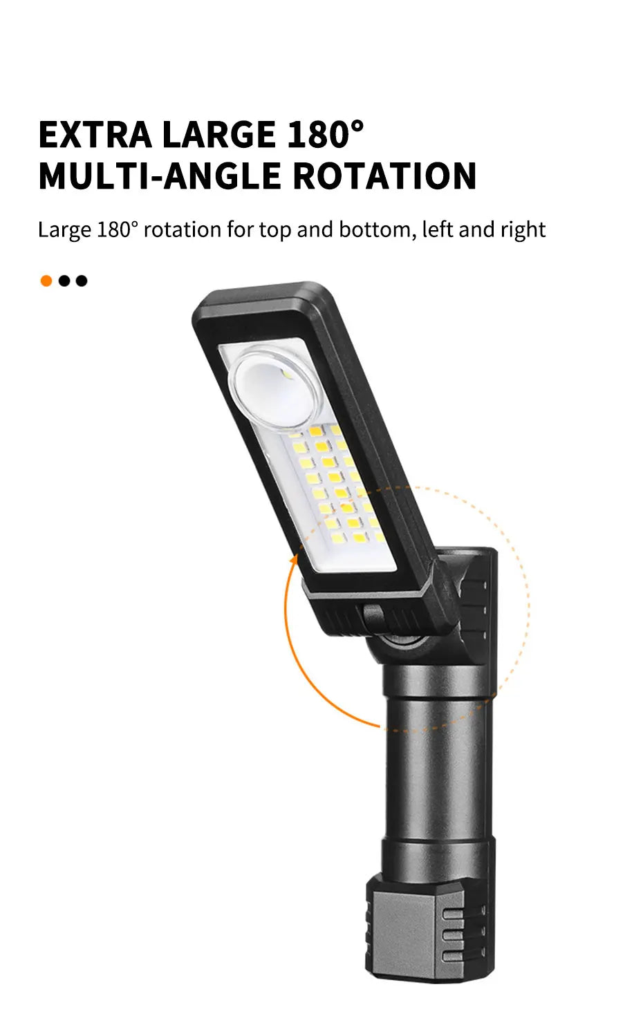 SEAMETAL Portable Work Light 6-Mode 360-Degree Led Charging Head-Mounted/Magnet Base Foldable Inspection Light for Car Repair