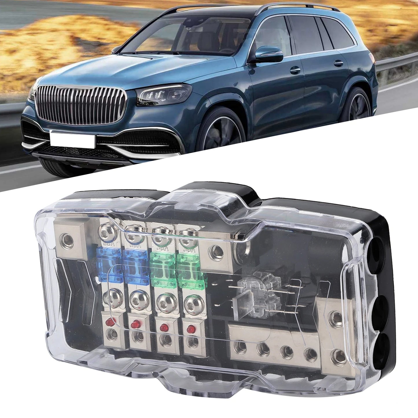 Distribution Fuses Box Block 12V-24V Multi-functional LED Car Audio Stereo Fuse Holder for Power Splitting For Car RV Camper