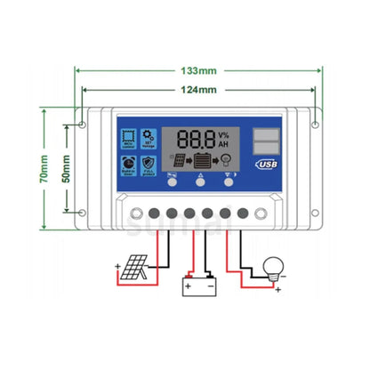 Small PWM Solar Charge Controller 12V 24V Auto LCD Dualusb 5V Output Solar Panel Regulator Battery Charger Controller