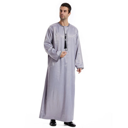 Men Dishdasha Muslim Long Sleeve Dress Daffah Thobe Jubba Saudi Arab Thoub Kaftan Islamic Clothing Robes Abaya Dubai Middle East