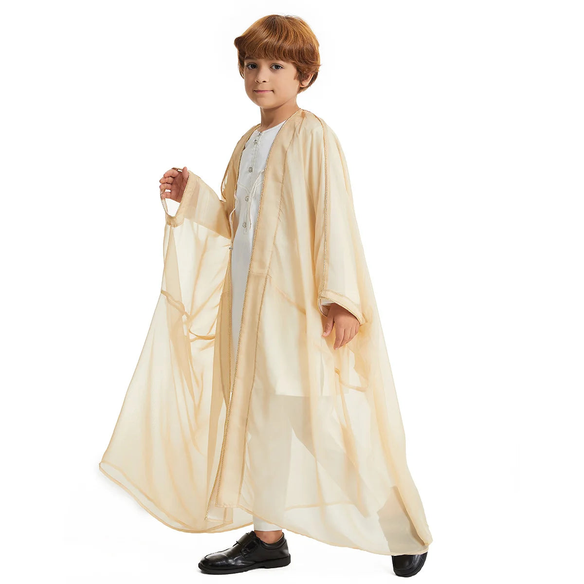 Muslim Boy Kids Open Kimono Abaya Dubai Turkey Kaftan Islam Jubba Thobe Saudi Arabic Djellaba Dishdasha Dress Thawb Middle East