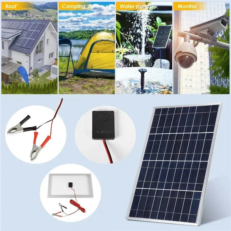 300W Solar Panel Kit Complete 12V Polycrystalline USB Power Portable Outdoor Rechargeable Solar Cell Solar Generator for Home