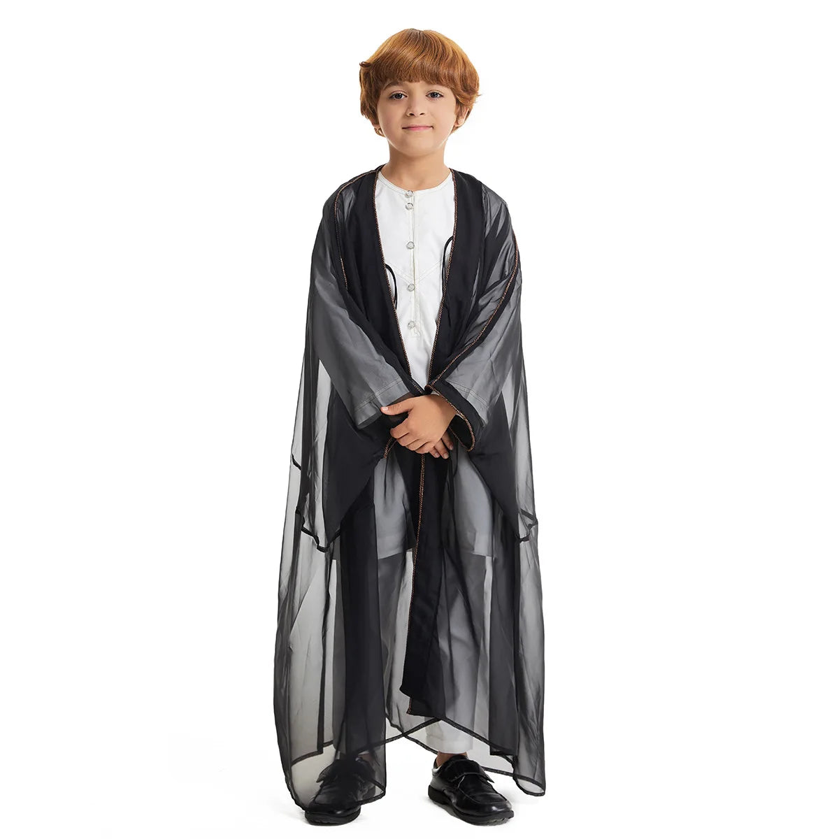 Muslim Boy Kids Open Kimono Abaya Dubai Turkey Kaftan Islam Jubba Thobe Saudi Arabic Djellaba Dishdasha Dress Thawb Middle East