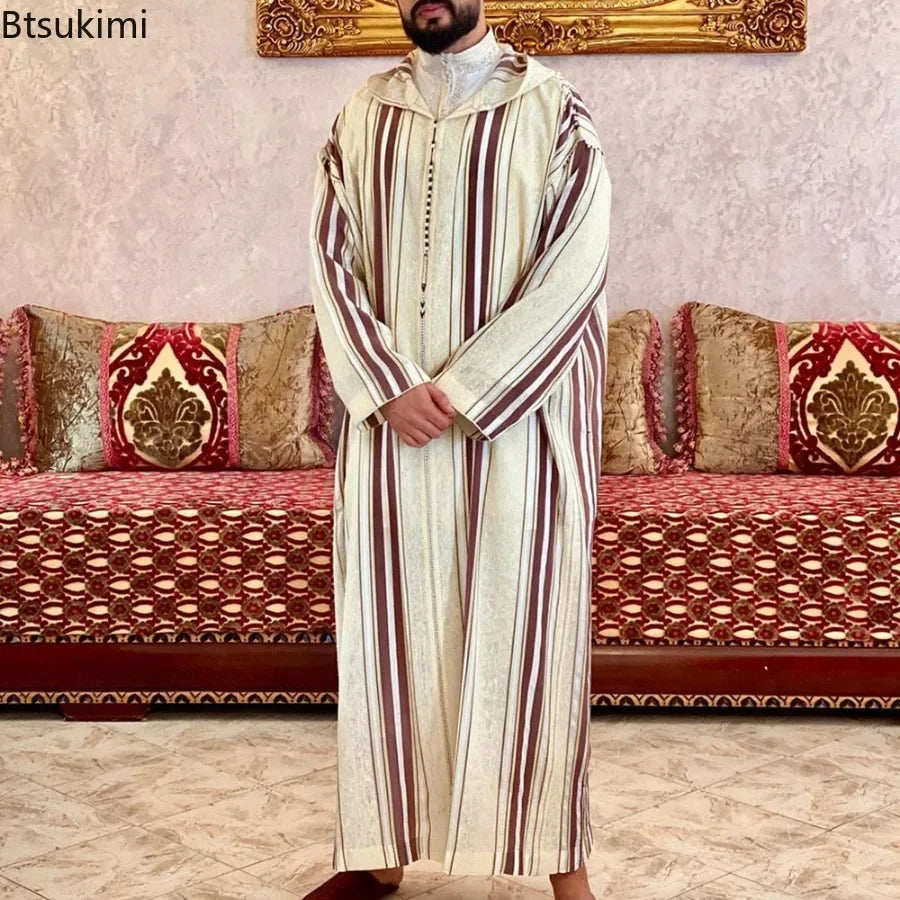 Durable Kaftan Arab Muslim Robe Men Jubba Thobe Long Sleeve Dubai Islamic Ethnic Gown Nightshirts Fashion Loose Casual Clothes