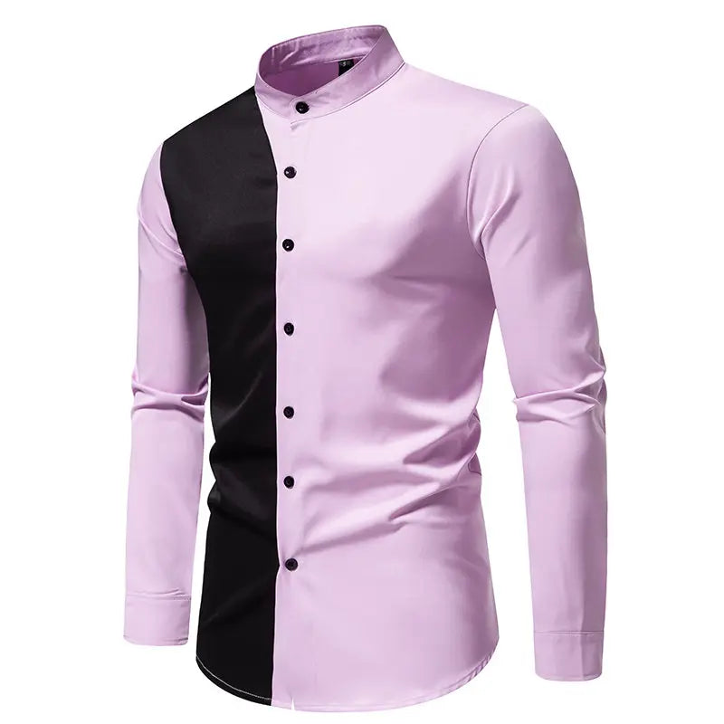 Mens Shirts Vinatge Goticos Masculino Luxury Autumn Patchwork Color Henley Collar Arab Dubai Muslim Dress Shirt Men Streetwear