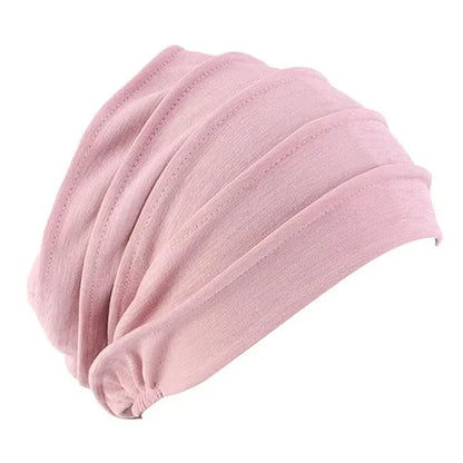 Breathable Elastic Women's Turban Hat Soft Ruffle Head Wrap Cap Lady Cancer Chemo Cap Muslim Headscarf Hat