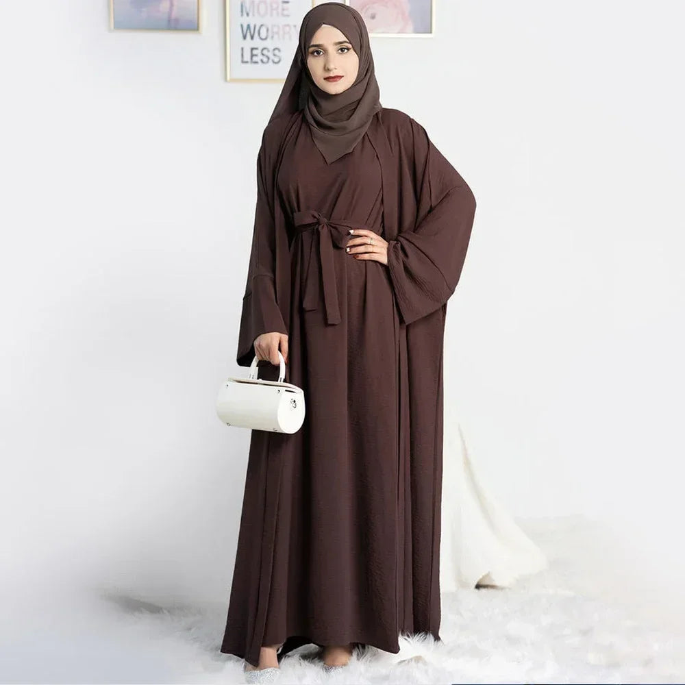 Abayas for Women Dubai Turkey Inner Hijab Dress Two Piece Abaya Muslim Set Ramadan Kimono Islamic Clothing Kaftan Femme Musulman